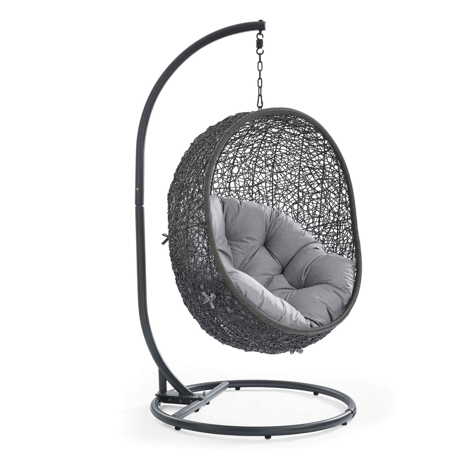 porch swings | Ergode Hide Swing Chair with Stand | Tranquil Island Getaway | All-Weather Sunbrella Cushion | Indoor/Outdoor Hammock | Patio, Porch, Backyard | Gray | casafoyer.myshopify.com