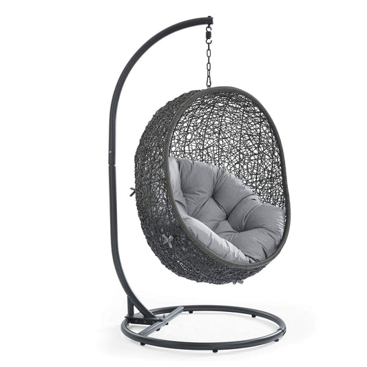 porch swings | Ergode Hide Swing Chair with Stand | Tranquil Island Getaway | All-Weather Sunbrella Cushion | Indoor/Outdoor Hammock | Patio, Porch, Backyard | Gray | casafoyer.myshopify.com