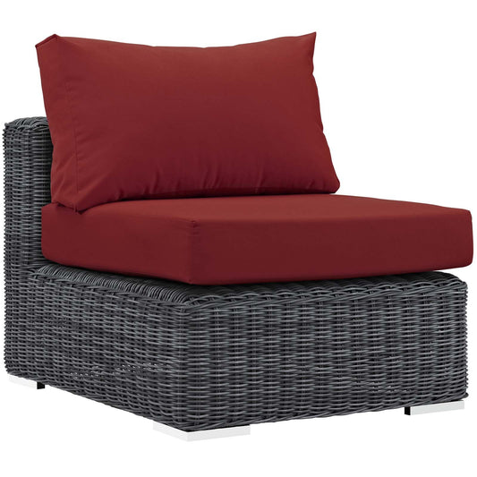 Patio Furniture Sets | Summon Outdoor Patio Armless Sectional Sofa Chair | Ultimate Comfort & Quality | Two-Tone Rattan Weave | Sunbrella Cushions | UV Protection | Durable Aluminum Frame | Perfect for Patio, Backyard, Poolside | casafoyer.myshopify.com