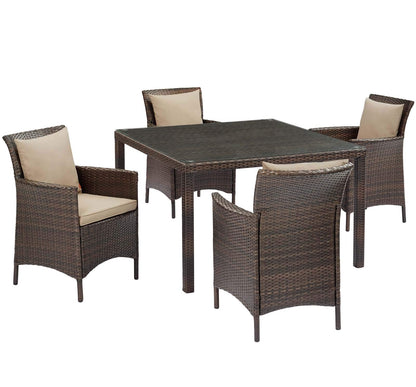 kitchen and dining room sets | CasaFoyer Conduit Outdoor Patio Dining Collection | Transitional Style | UV-Resistant Wicker Rattan | Waterproof Cushions | 5 Piece Set | casafoyer.myshopify.com