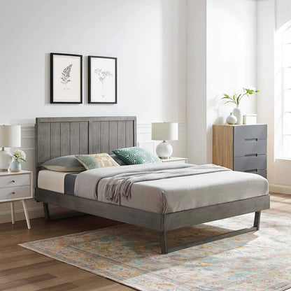 bed frames | CasaFoyer Alana Wood Full Platform Bed | Retro Design | Durable Construction | No Box Spring Needed | Gray | casafoyer.myshopify.com