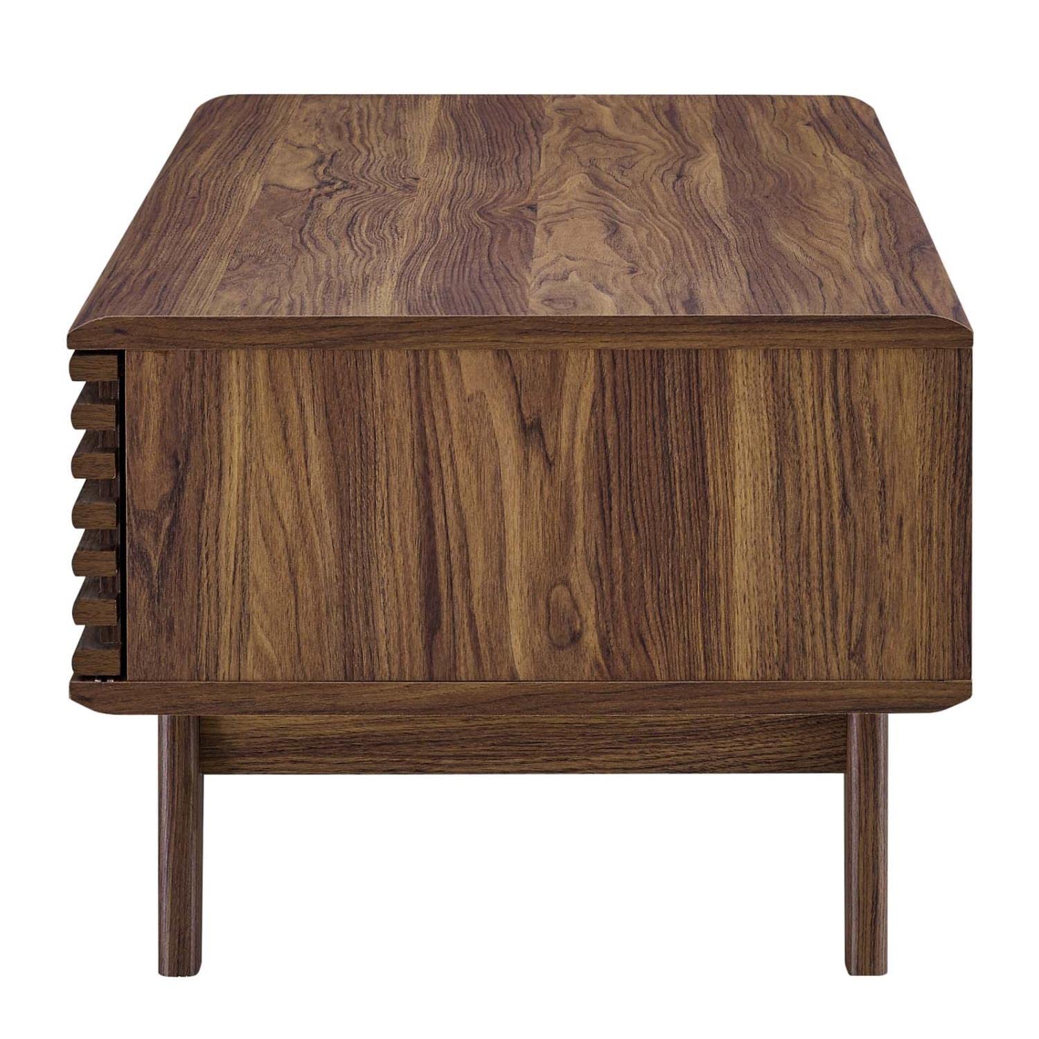 coffee tables | Ergode Render Coffee Table | Mid-Century Charm | Walnut Laminate | Sliding Door | Splayed Frame | Versatile & Stylish | Ideal for Display & Relaxation | casafoyer.myshopify.com
