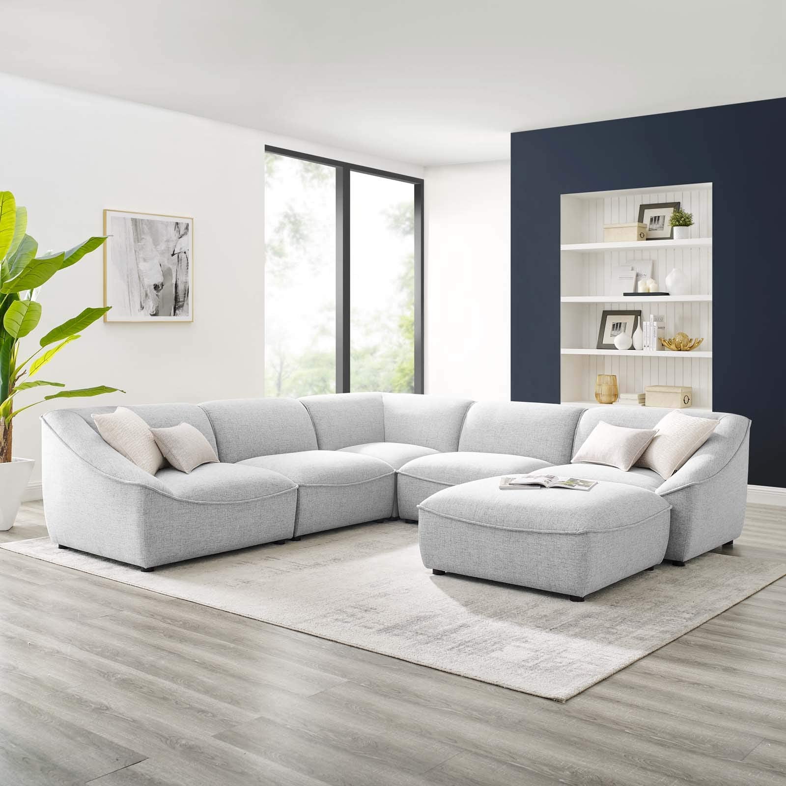 kitchen and dining room sets | CasaFoyer Comprise Upholstered 7-Piece Sectional Sofa | French Piping | Foam Padding | Polyester Upholstery | Pocket Coil Springs | Solid Wood | Rubberwood Legs | casafoyer.myshopify.com