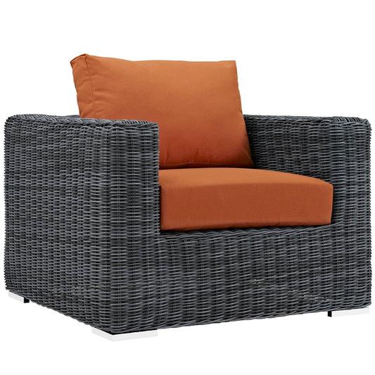 Patio Furniture Sets | Summon Outdoor Patio Arm Chair | Ultimate Comfort & Quality | Two-Tone Rattan | Sunbrella Cushions | Aluminum Frame | Perfect for Patio, Backyard, Poolside | casafoyer.myshopify.com
