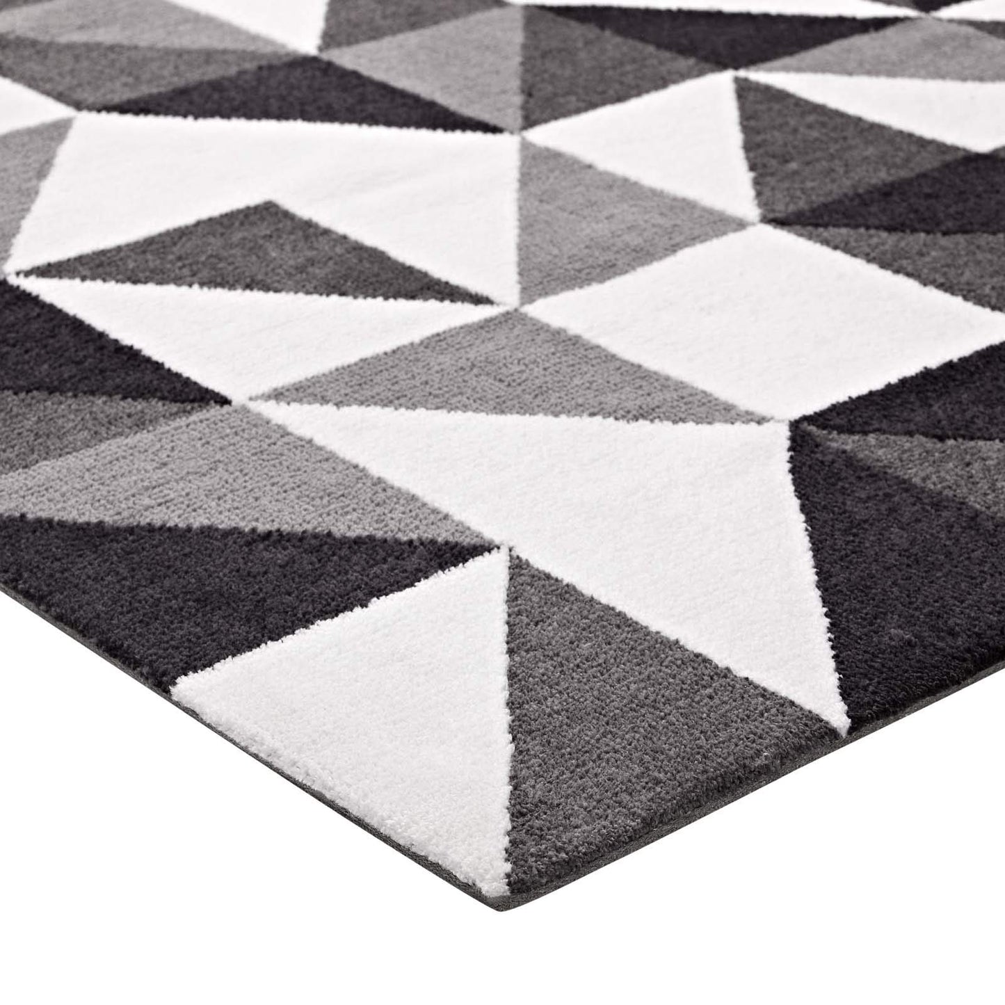 area rugs | CasaFoyer Kahula Geometric Triangle Mosaic Area Rug | Modern Design | Soft Polyester Microfiber | Jute Fabric Bottom | Stain-Resistant | Easy to Maintain | 5x8 Size | Black, Gray, White | casafoyer.myshopify.com