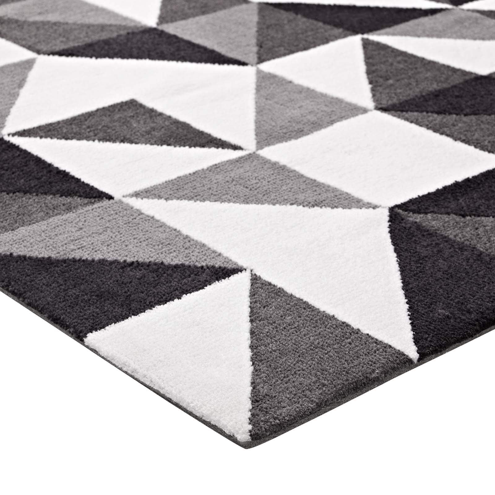 area rugs | CasaFoyer Kahula Geometric Triangle Mosaic Area Rug | Modern Design | Soft Polyester Microfiber | Jute Fabric Bottom | Stain-Resistant | Easy to Maintain | 5x8 Size | Black, Gray, White | casafoyer.myshopify.com