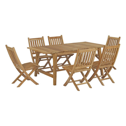 kitchen and dining room sets | CasaFoyer Teak Wood Outdoor Set - Marina Collection | 7 Piece Patio Dining Set | Folding Chairs & Dorset Table | All-Weather Cushions | Sturdy & Timeless Design | Assembly Required | casafoyer.myshopify.com
