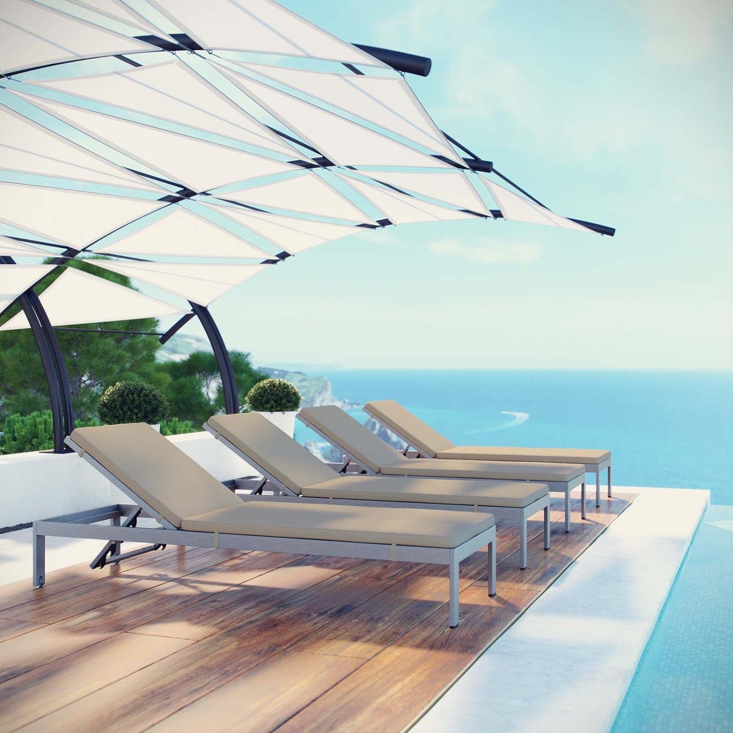 home office desk chairs | CasaFoyer Shore Outdoor Patio Chaise Lounge Chair Set | Sleek & Modern Design | Durable Aluminum Frame | Easy Assembly | Effortless Mobility | Non-Marking Foot Caps | Long-Lasting & Versatile | Set of 4 | casafoyer.myshopify.com