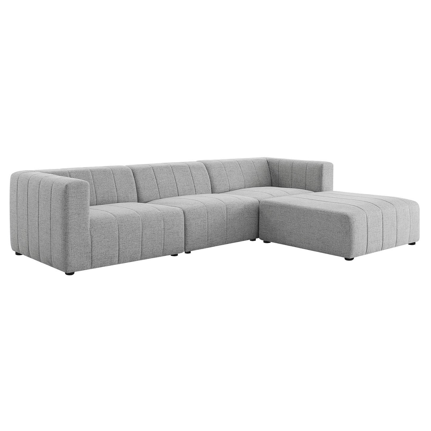 sofas | CasaFoyer Bartlett Upholstered Fabric 4-Piece Sectional Sofa | Ultimate Comfort & Relaxation | Retro Modern Style | Dense Foam Padding | Solid Wood Frame | Light Gray | casafoyer.myshopify.com