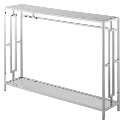 TABLE | Ergode Town Square Chrome Console Table with Shelf | Elegant, Versatile, Easy Assembly | Showcase Decorative Items | Open-Concept Design | Complete the Look | casafoyer.myshopify.com