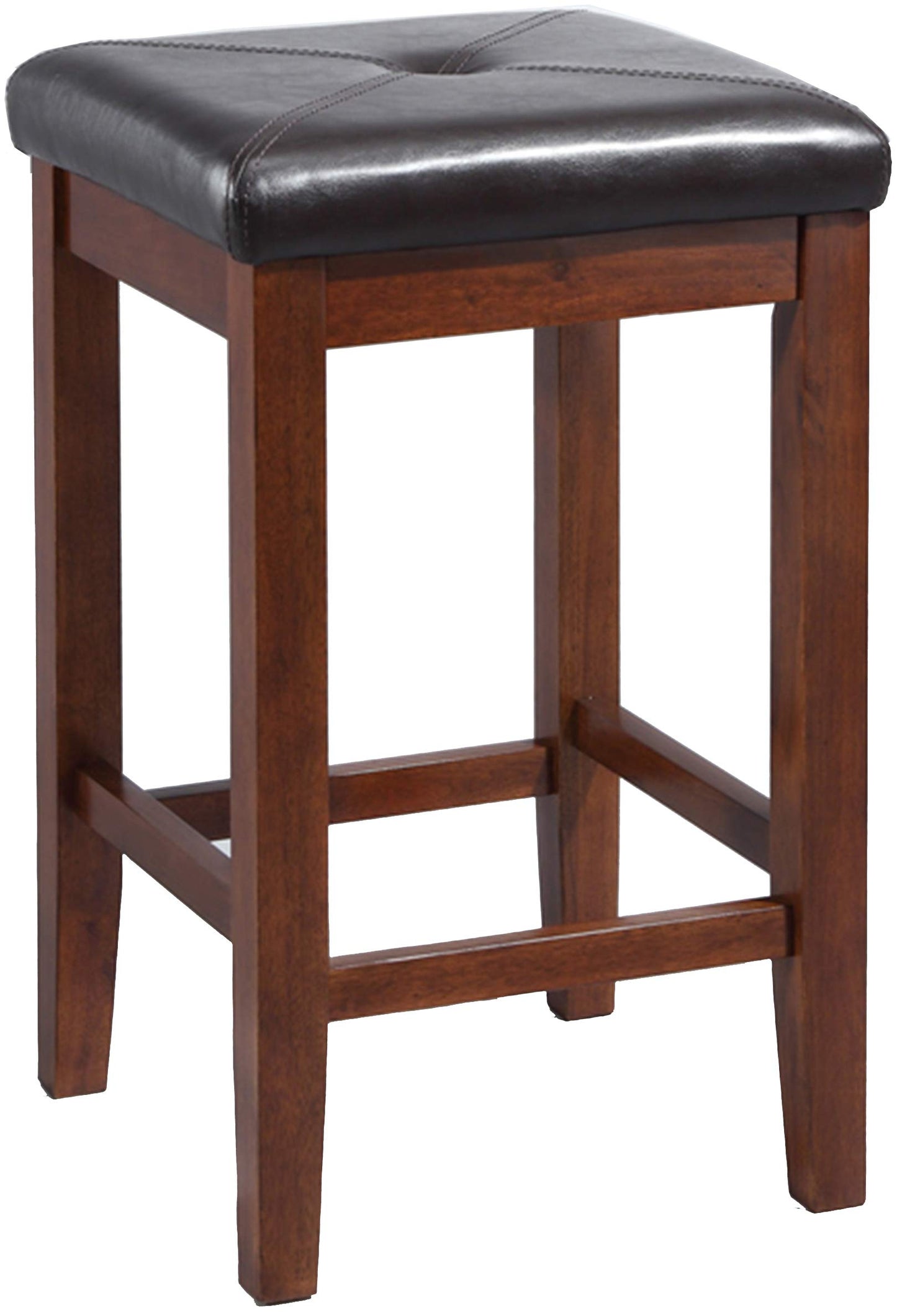 Dining Table | Ultimate Comfort and Style | Upholstered Square Seat Stool | Solid Hardwood | Simulated Brown Leather | Stain & Spill Resistant | 24 Seat Height | Ideal for Dining or Counter Seating | casafoyer.myshopify.com
