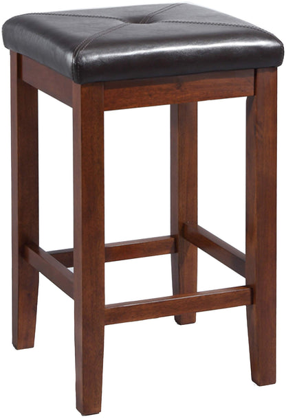 Dining Table | Ultimate Comfort and Style | Upholstered Square Seat Stool | Solid Hardwood | Simulated Brown Leather | Stain & Spill Resistant | 24 Seat Height | Ideal for Dining or Counter Seating | casafoyer.myshopify.com