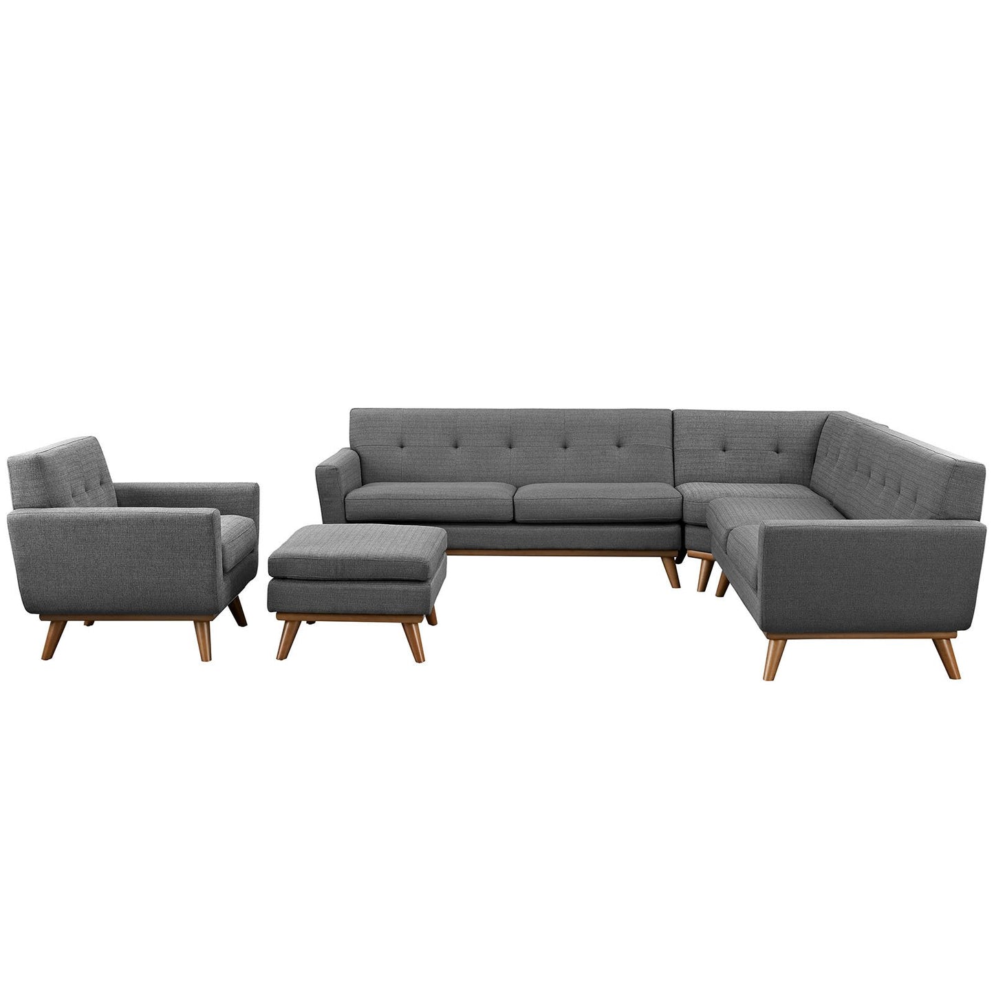 kitchen and dining room sets | CasaFoyer Engage Living Room Set | Curved Design | Dual Cushions | Button Detail | Sturdy Frame | Includes Corner Sofa, Ottoman, Loveseats, Armchair | casafoyer.myshopify.com
