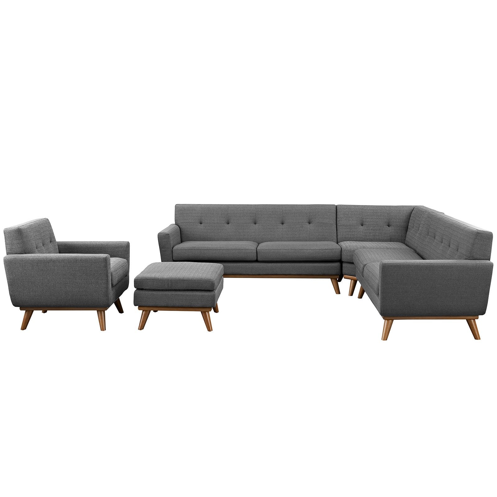 kitchen and dining room sets | CasaFoyer Engage Living Room Set | Curved Design | Dual Cushions | Button Detail | Sturdy Frame | Includes Corner Sofa, Ottoman, Loveseats, Armchair | casafoyer.myshopify.com