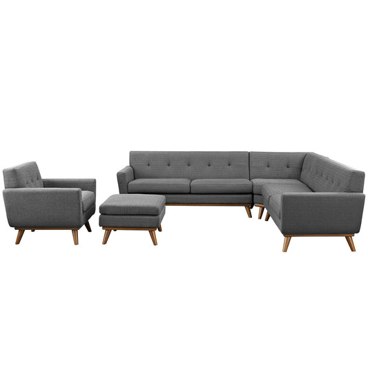 kitchen and dining room sets | CasaFoyer Engage Living Room Set | Curved Design | Dual Cushions | Button Detail | Sturdy Frame | Includes Corner Sofa, Ottoman, Loveseats, Armchair | casafoyer.myshopify.com
