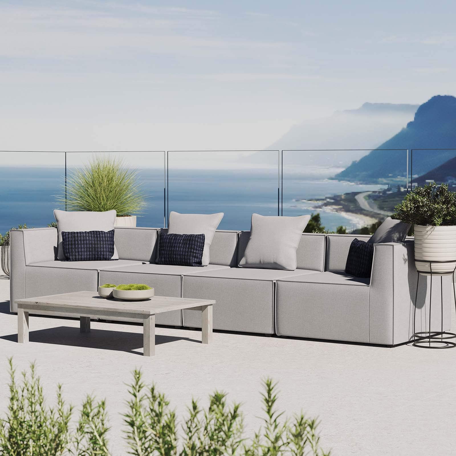 kitchen and dining room sets | CasaFoyer Outdoor Patio Saybrook Upholstered Sofa | Weather Resistant | Comfortable & Stylish | 4-Piece Sectional Sofa Collection | Gray | casafoyer.myshopify.com