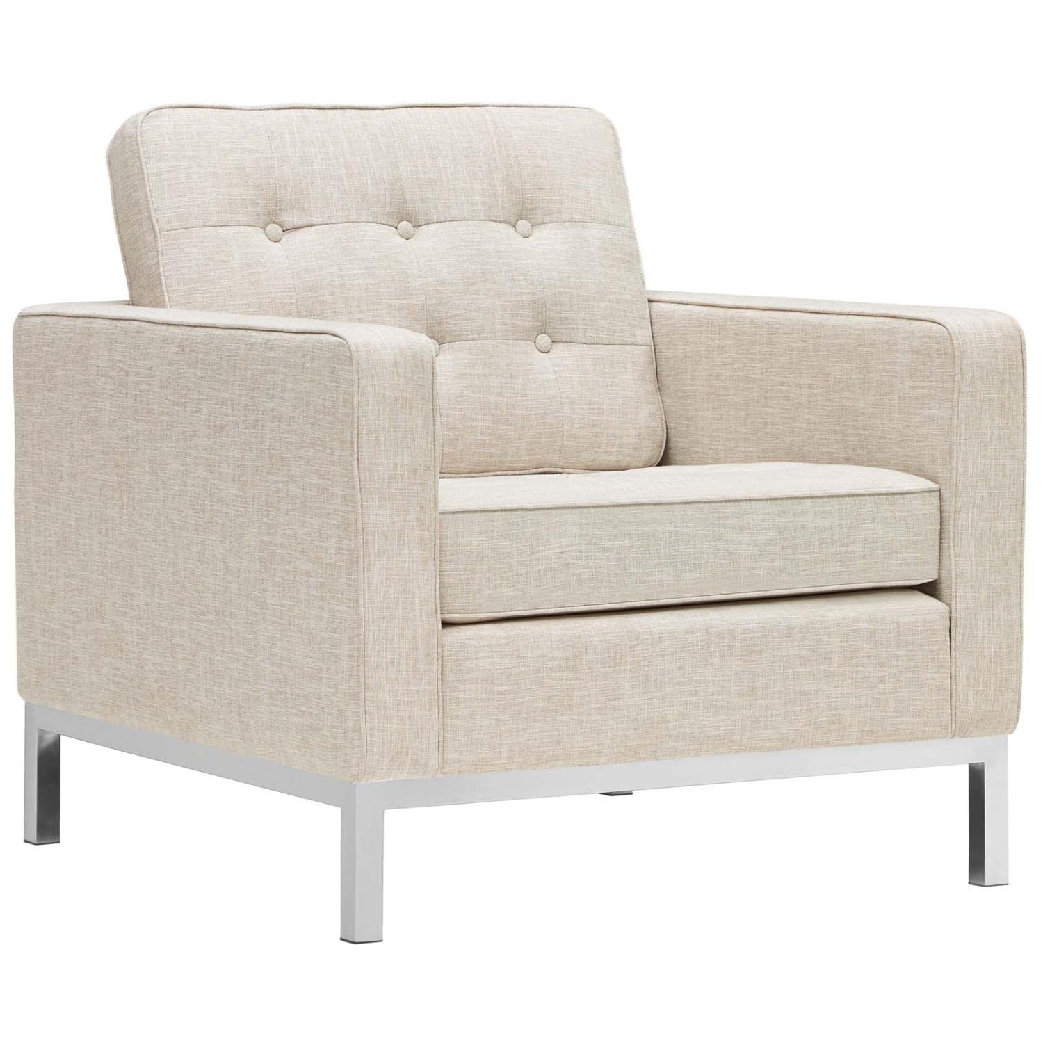 home office desk chairs | CasaFoyer Loft Armchair | Mid-Century Modern | Stainless Steel Frame | Tufted Back & Seat | Symbol of Progress & Comfort | Preferred by Fortune 500 Companies | casafoyer.myshopify.com