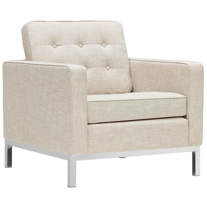 home office desk chairs | CasaFoyer Loft Armchair | Mid-Century Modern | Stainless Steel Frame | Tufted Back & Seat | Symbol of Progress & Comfort | Preferred by Fortune 500 Companies | casafoyer.myshopify.com