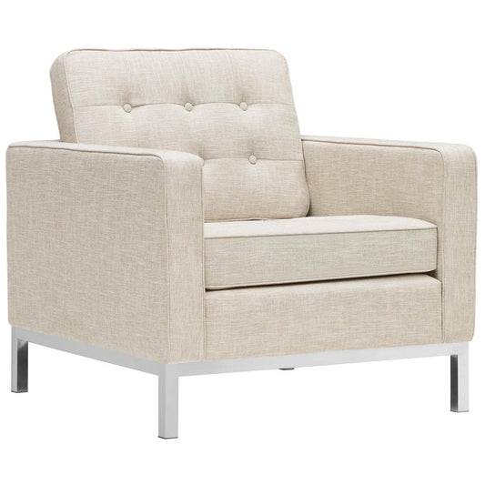 home office desk chairs | CasaFoyer Loft Armchair | Mid-Century Modern | Stainless Steel Frame | Tufted Back & Seat | Symbol of Progress & Comfort | Preferred by Fortune 500 Companies | casafoyer.myshopify.com