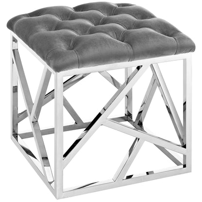 ottomans | CasaFoyer Intersperse Ottoman | Sleek Stainless Steel Base | Tufted Velvet Top | Non-Marking Footpads | 331 lbs Weight Capacity | Contemporary Design | casafoyer.myshopify.com
