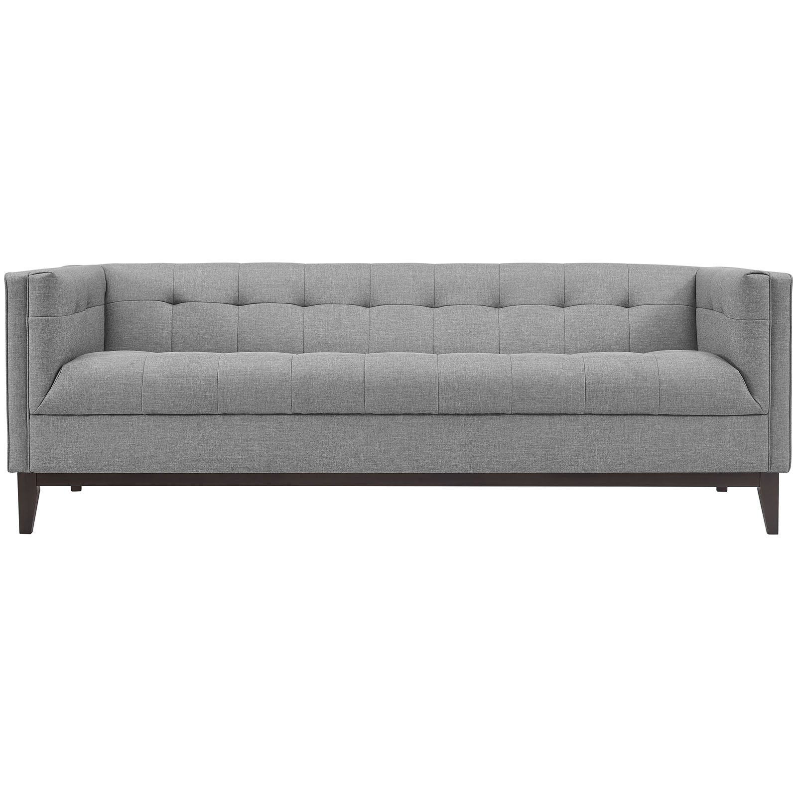 sofas | Serve Sofa | Elegant Tufted Button Upholstery | High-Quality Polyester | Dense Foam Cushioning | Walnut Stained Wood Legs | Ideal for Living Rooms & Reception Areas | Includes 1 Serve Sofa | casafoyer.myshopify.com