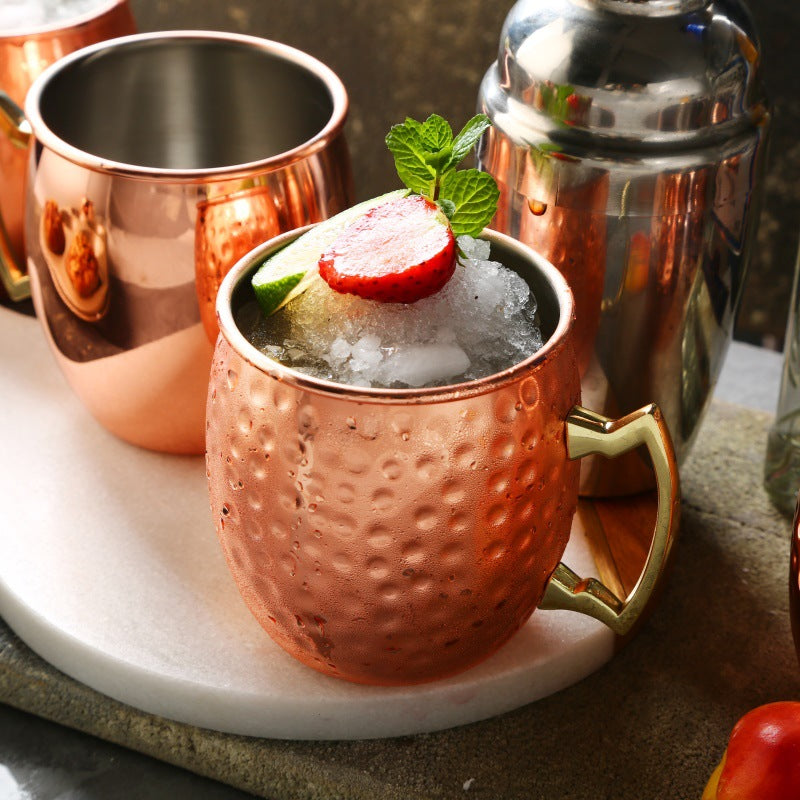 Cocktail glass | CasaFoyer Moscow Mule Cocktail glass |  stainless steel hammer point light body copper plated black cocktail glass | casafoyer.myshopify.com