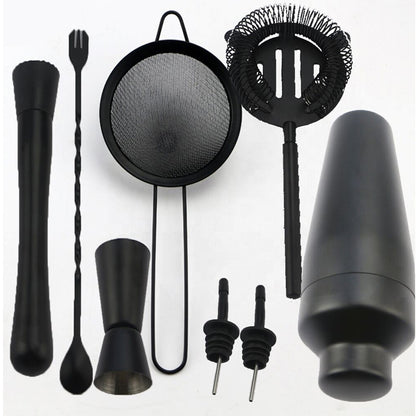 Bar sets | CasaFoyer Exquisite 8-piece Set Matte Black Stainless Steel Cocktail Shaker Set Bar Tools | casafoyer.myshopify.com