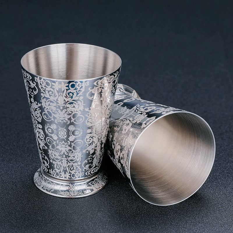 Cocktail Glass | CasaFoyer 304 Stainless Steel Thick Etched Mint Julep Cocktail Glass | casafoyer.myshopify.com