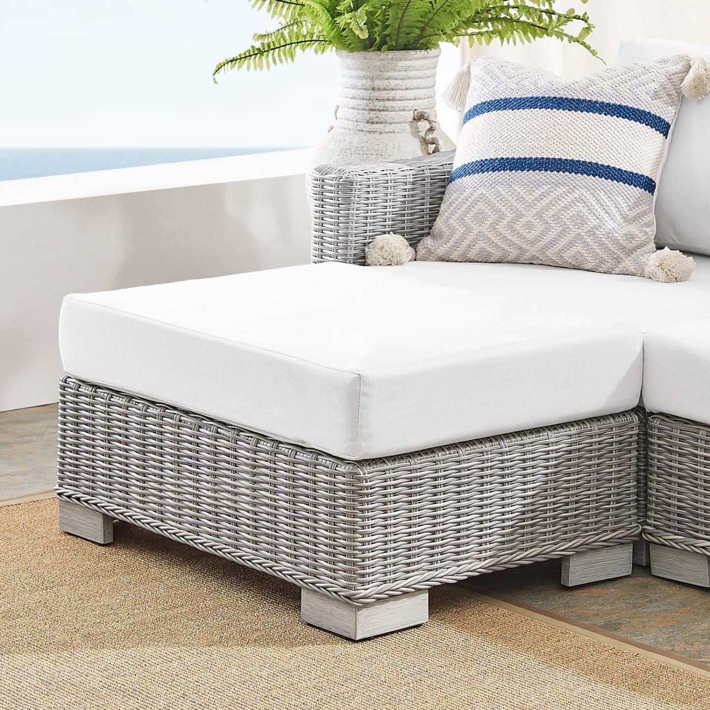 kitchen and dining room sets | CasaFoyer Conway Outdoor Patio Sunbrella Wicker Rattan 6-Piece Furniture Set | Light Gray | UV-Resistant | Water-Resistant Covers | Assembly Required | casafoyer.myshopify.com