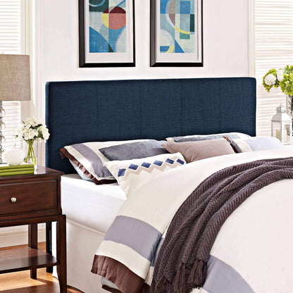 headboards | CasaFoyer  Oliver Queen Headboard | Luxurious Upholstered Linen Fabric | Raised Trim | Radiant Sheen | Timeless & Stylish | Navy | casafoyer.myshopify.com
