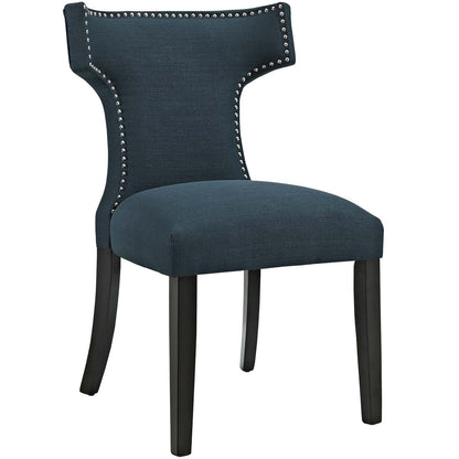 home office desk chairs | CasaFoyer Curve Dining Side Chair | Elegant Design | Nailhead Trim Detailing | Dense Foam Padding | Polyester Fabric Upholstery | Tapered Wood Legs | Non-Marking Foot Caps | Enhance Dining Ambiance | 1 Chair | casafoyer.myshopify.com