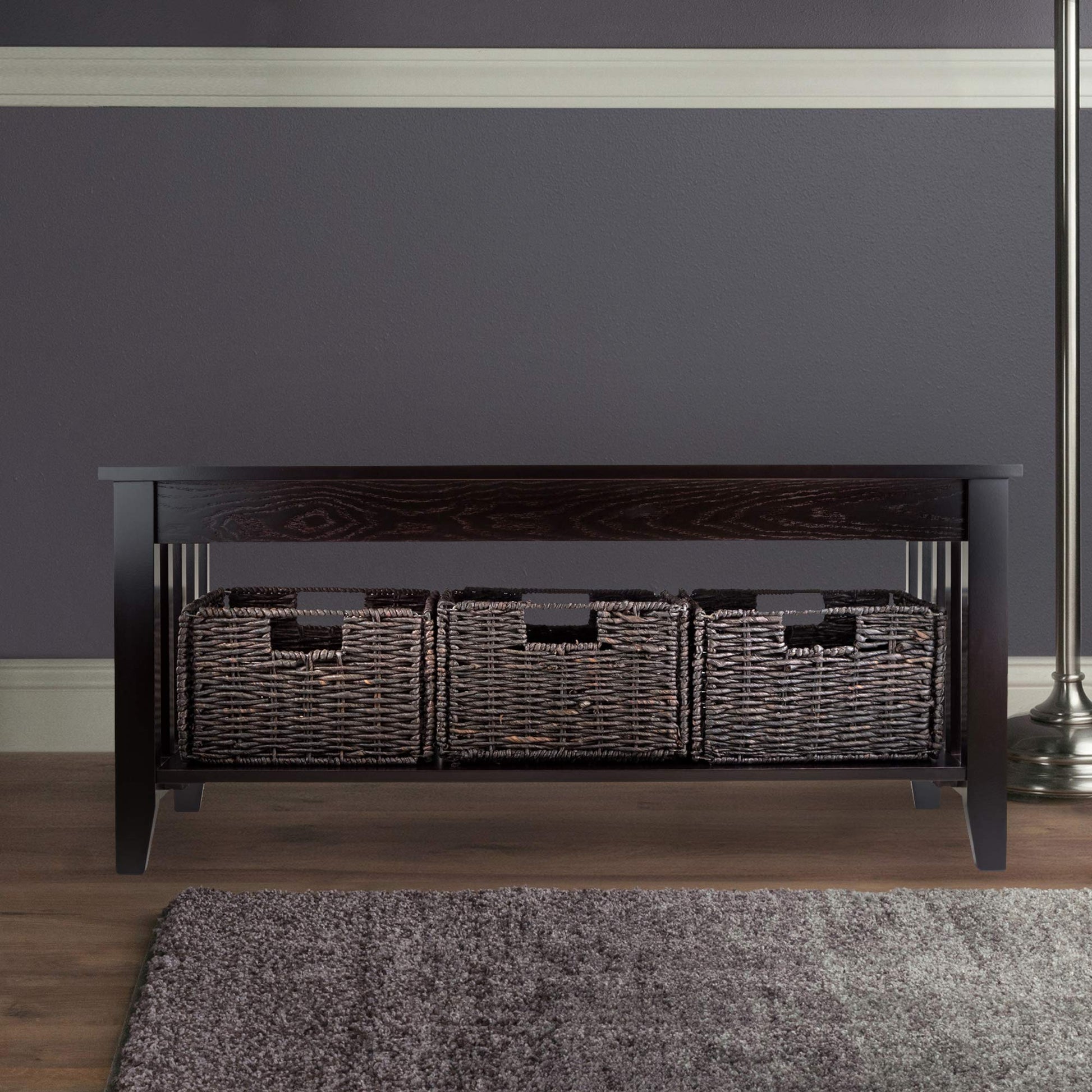 TABLE | Ergode Morris Collection Coffee Table | Ample Storage Space | 3 Foldable Baskets | 40W x 22.05D x 18.11H | Solid & Composite Wood | 49.6 lbs | casafoyer.myshopify.com
