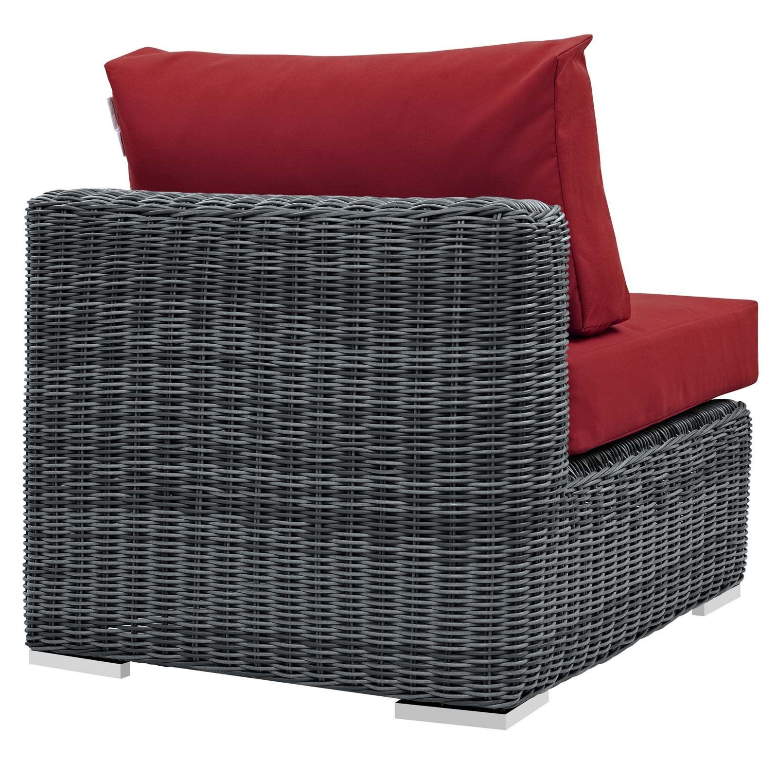 Patio Furniture Sets | Summon Outdoor Patio Armless Sectional Sofa Chair | Ultimate Comfort & Quality | Two-Tone Rattan Weave | Sunbrella Cushions | UV Protection | Durable Aluminum Frame | Perfect for Patio, Backyard, Poolside | casafoyer.myshopify.com