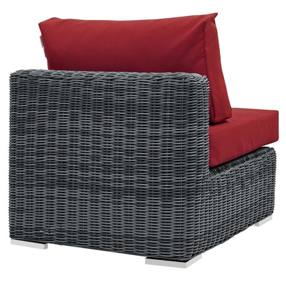 Patio Furniture Sets | Summon Outdoor Patio Armless Sectional Sofa Chair | Ultimate Comfort & Quality | Two-Tone Rattan Weave | Sunbrella Cushions | UV Protection | Durable Aluminum Frame | Perfect for Patio, Backyard, Poolside | casafoyer.myshopify.com