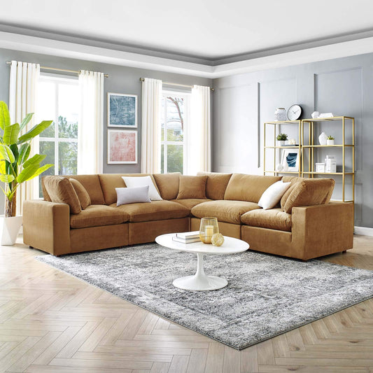 sofas | CasaFoyer Commix Sectional Sofa | Luxurious & Inviting | Stain-Resistant Velvet | Solid Wood Construction | Foam Padded Cushions | Includes 3 Corner Chairs & 2 Armless Chairs | casafoyer.myshopify.com