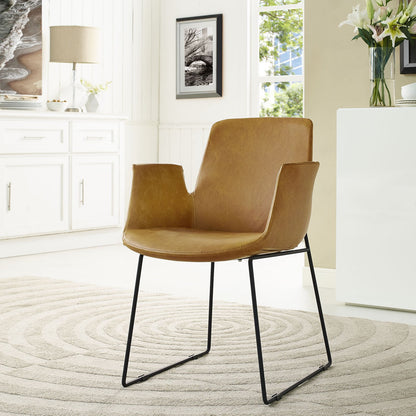 home office desk chairs | CasaFoyer Aloft Dining Armchair | Versatile Seating Option | Steel Sled Base | Padded Faux Leather Upholstery | Elegant & Reliable | Set of 1 | casafoyer.myshopify.com