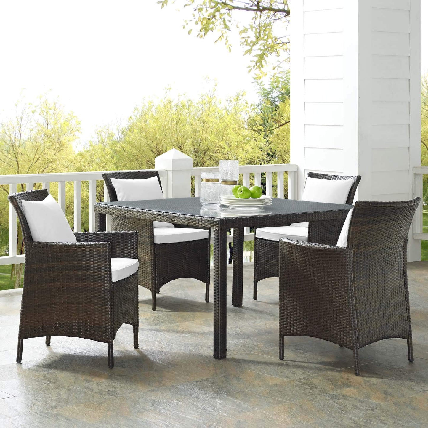 kitchen and dining room sets | CasaFoyer Conduit Outdoor Patio Dining Collection | Transitional Style | Modern Flair | Durable Aluminum Frame | UV-Resistant Wicker Rattan | Comfortable Cushions | Waterproof Cover | All-Weather Design | 5 Piece Set | casafoyer.myshopify.com