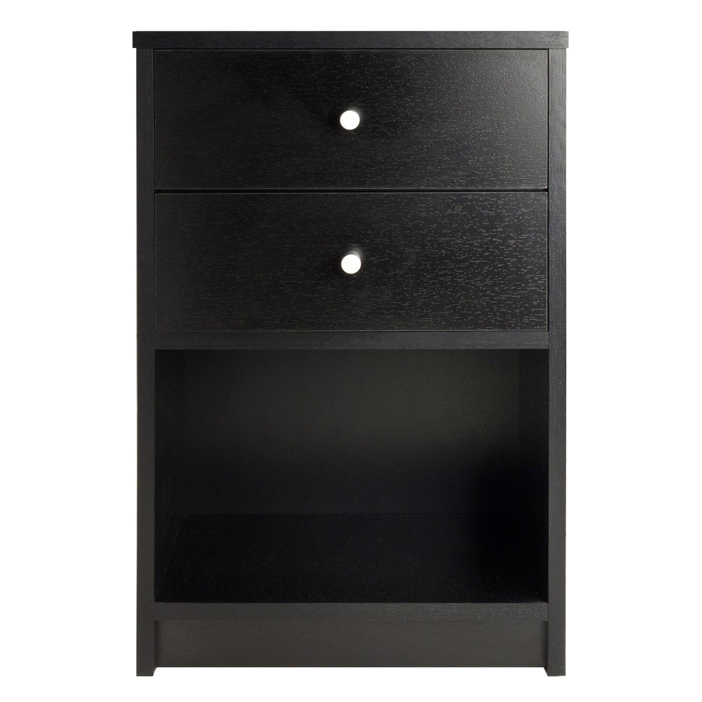 TABLE | Ergode  Wood Ava 2-Drawer Accent Table | Black Finish | Spacious Drawers & Open Shelf | Durable Composite Wood | Modern Satin-Finished Metal Knobs | Perfect for Living Room, Bedroom, or Home Office | Easy Assembly | casafoyer.myshopify.com