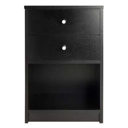 TABLE | Ergode  Wood Ava 2-Drawer Accent Table | Black Finish | Spacious Drawers & Open Shelf | Durable Composite Wood | Modern Satin-Finished Metal Knobs | Perfect for Living Room, Bedroom, or Home Office | Easy Assembly | casafoyer.myshopify.com