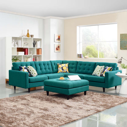 kitchen and dining room sets | CasaFoyer Empress | 3-Piece Upholstered Fabric Sectional Sofa Set | Tufted Buttons | Plush Cushions | Solid Wood Legs | Teal | casafoyer.myshopify.com