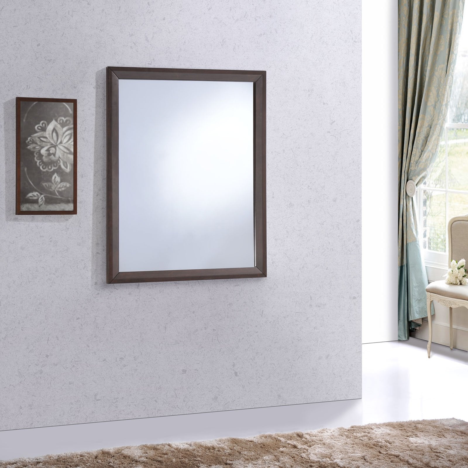 HOME_MIRROR | CasaFoyer Tracy Vintage Mid-Century Bedroom Dresser Mirror | Toffee Brown Stain | Solid Edging | Easy Assembly & Cleaning | casafoyer.myshopify.com