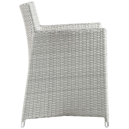 Dining Table | Junction Outdoor Patio Dining Arm Chair | Elegant & Relaxing | Synthetic Rattan | Weather-resistant Cushion | Easy Assembly | Ideal for Modern Outdoor Spaces | casafoyer.myshopify.com