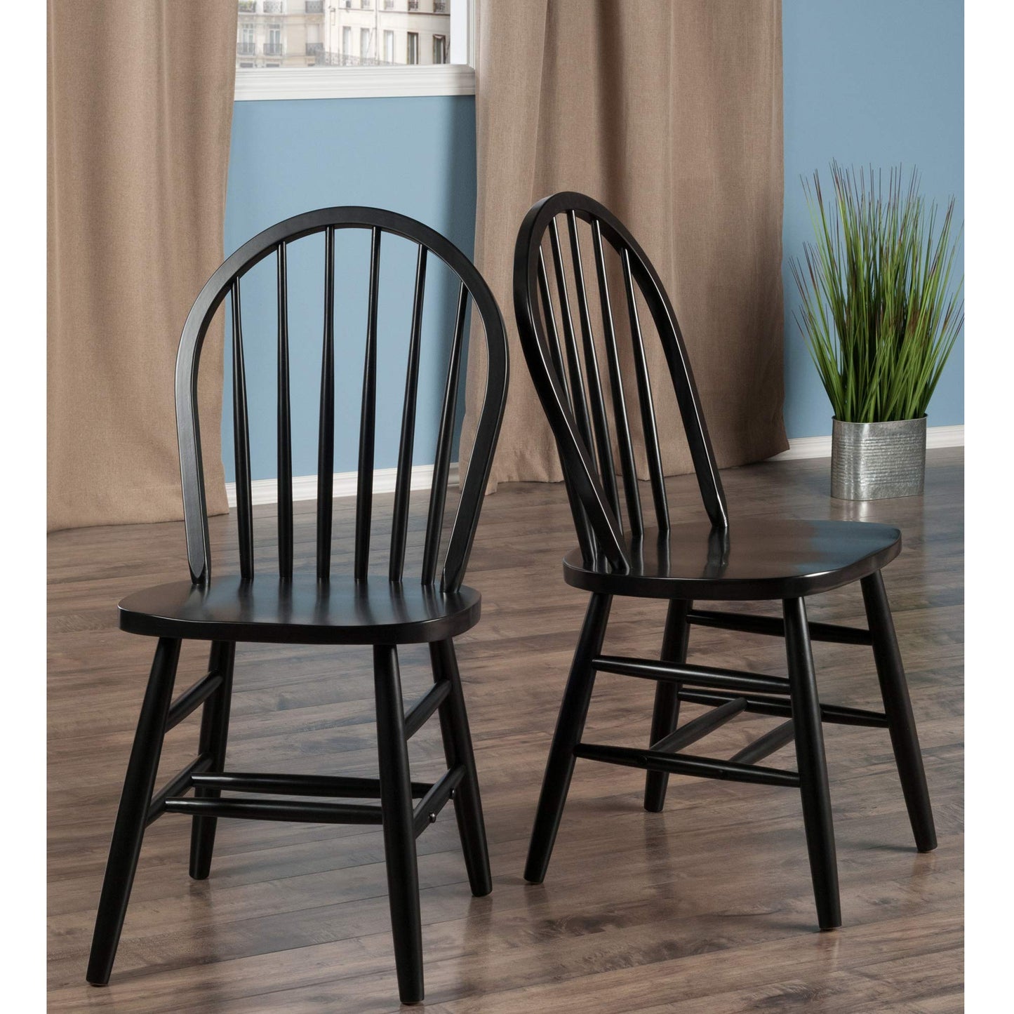 home office desk chairs | CasaFoyer  Wood Windsor Chairs | 2-Piece Set | Classic Design | Walnut Finish | Wide Contoured Seats | High Seat-Back | Double Crossbar Legs | Sturdy & Stylish | casafoyer.myshopify.com