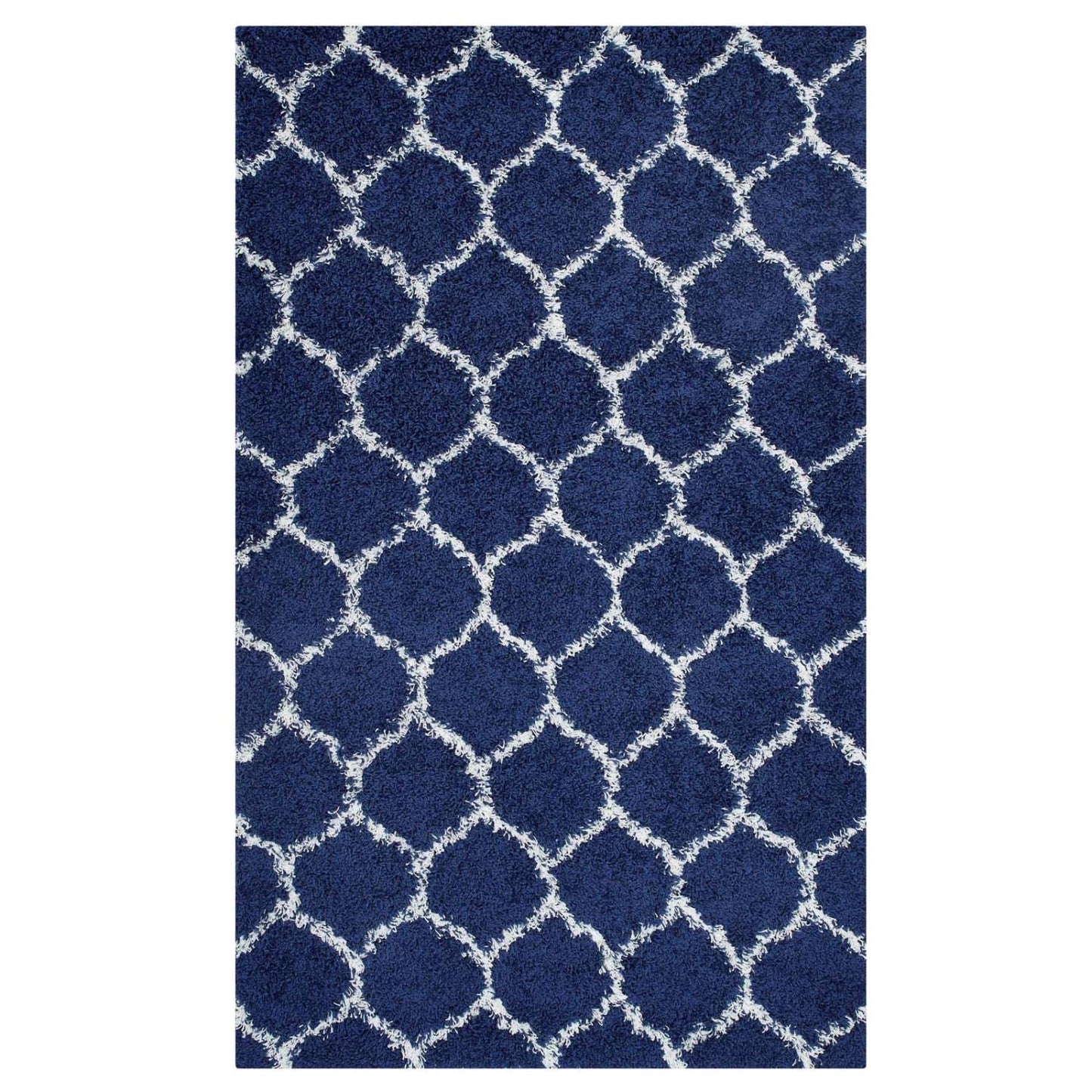 Carpet & Rugs | CasaFoyer Solvea Moroccan Trellis Shag Area Rug | Navy/Ivory | 5x8 ft | Durable, Non-Shedding | High Density, Jute Bottom | Ideal for Living Room, Bedroom, Family Room | Elegant & Cozy | Safeguards Floors | casafoyer.myshopify.com