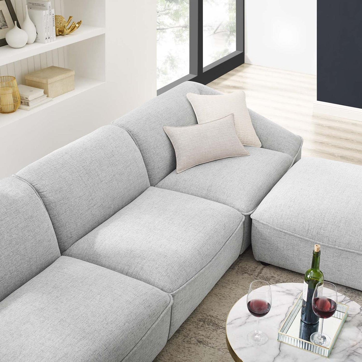 kitchen and dining room sets | CasaFoyer Comprise Upholstered 4-Piece Living Room Set | Ultimate Comfort & Relaxation | Casual Style | French Piping | Dense Foam Padding | Solid Wood Construction | Light Gray | casafoyer.myshopify.com