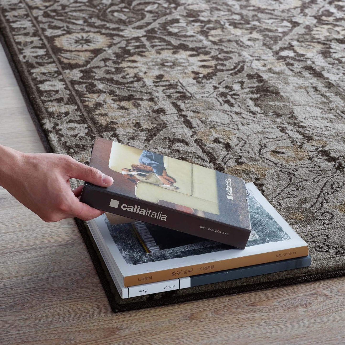 Carpet & Rugs | CasaFoyer Ganesa Distressed Diamond Floral Lattice Area Rug | Durable | Elegant Design | Stain-Resistant | 5x8 Size | Black and Beige | casafoyer.myshopify.com
