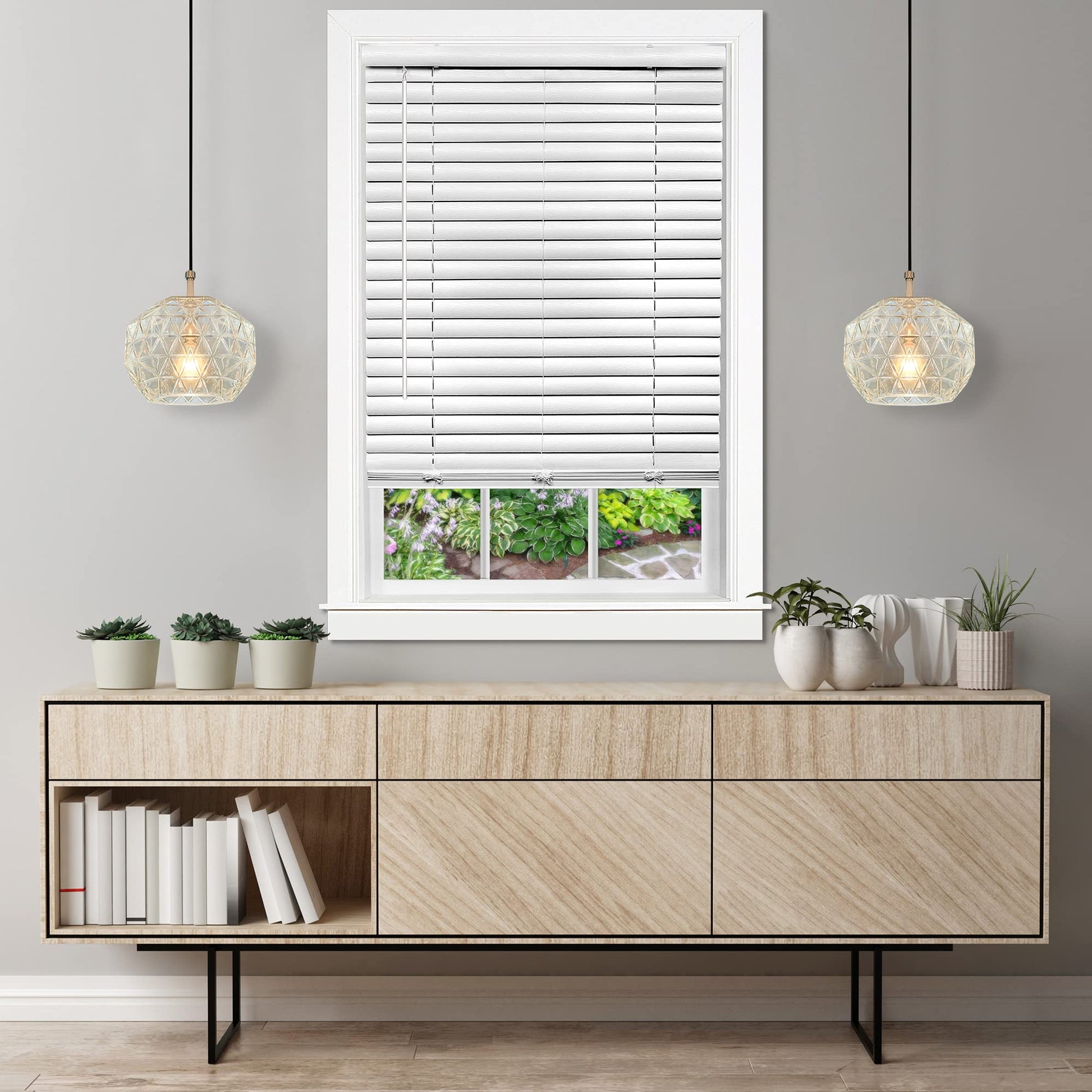 window treatment horizontal blinds | CasaFoyer Cordless GII Luna 2 Vinyl Plantation Blind | White | Resistant to Chipping, Denting, and Fading | Tilt Wand and Cordless Lift | Easy to Operate | 2 Slat Size | Includes Valance and Mounting Brackets | casafoyer.myshopify.com