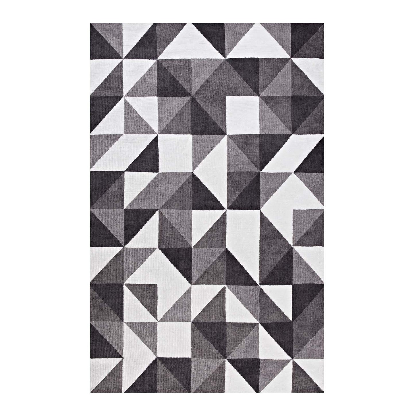 area rugs | CasaFoyer Kahula Geometric Triangle Mosaic Area Rug | Modern Design | Soft Polyester Microfiber | Jute Fabric Bottom | Stain-Resistant | Easy to Maintain | 5x8 Size | Black, Gray, White | casafoyer.myshopify.com