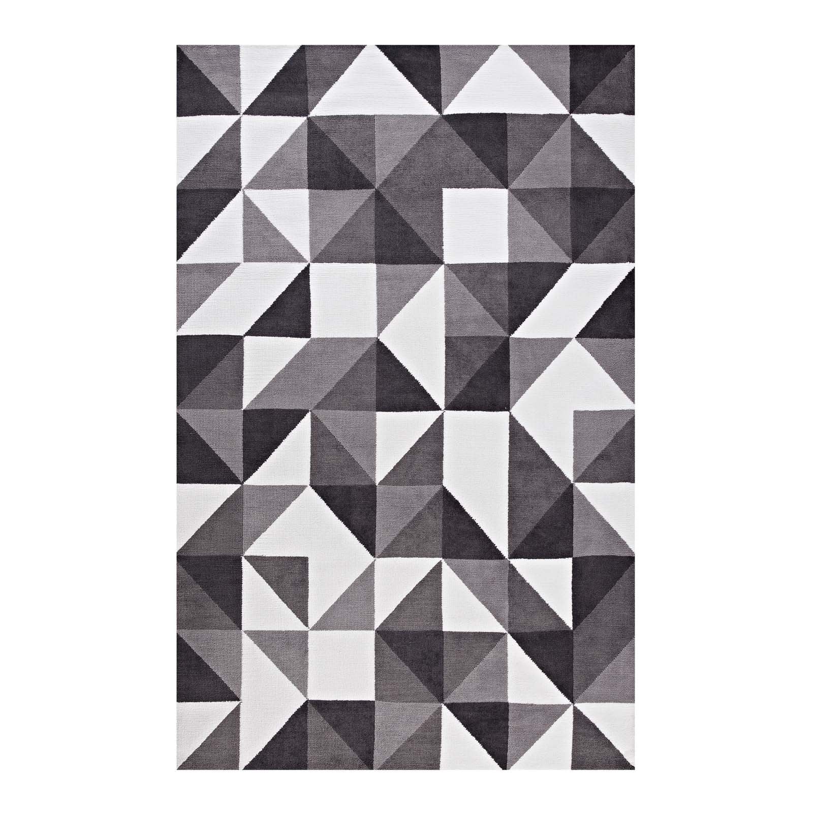 area rugs | CasaFoyer Kahula Geometric Triangle Mosaic Area Rug | Modern Design | Soft Polyester Microfiber | Jute Fabric Bottom | Stain-Resistant | Easy to Maintain | 5x8 Size | Black, Gray, White | casafoyer.myshopify.com