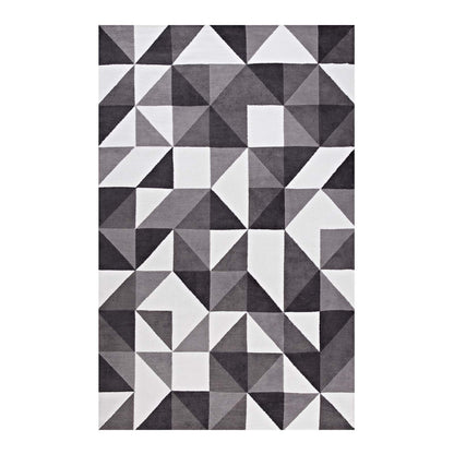 area rugs | CasaFoyer Kahula Geometric Triangle Mosaic Area Rug | Modern Design | Soft Polyester Microfiber | Jute Fabric Bottom | Stain-Resistant | Easy to Maintain | 5x8 Size | Black, Gray, White | casafoyer.myshopify.com